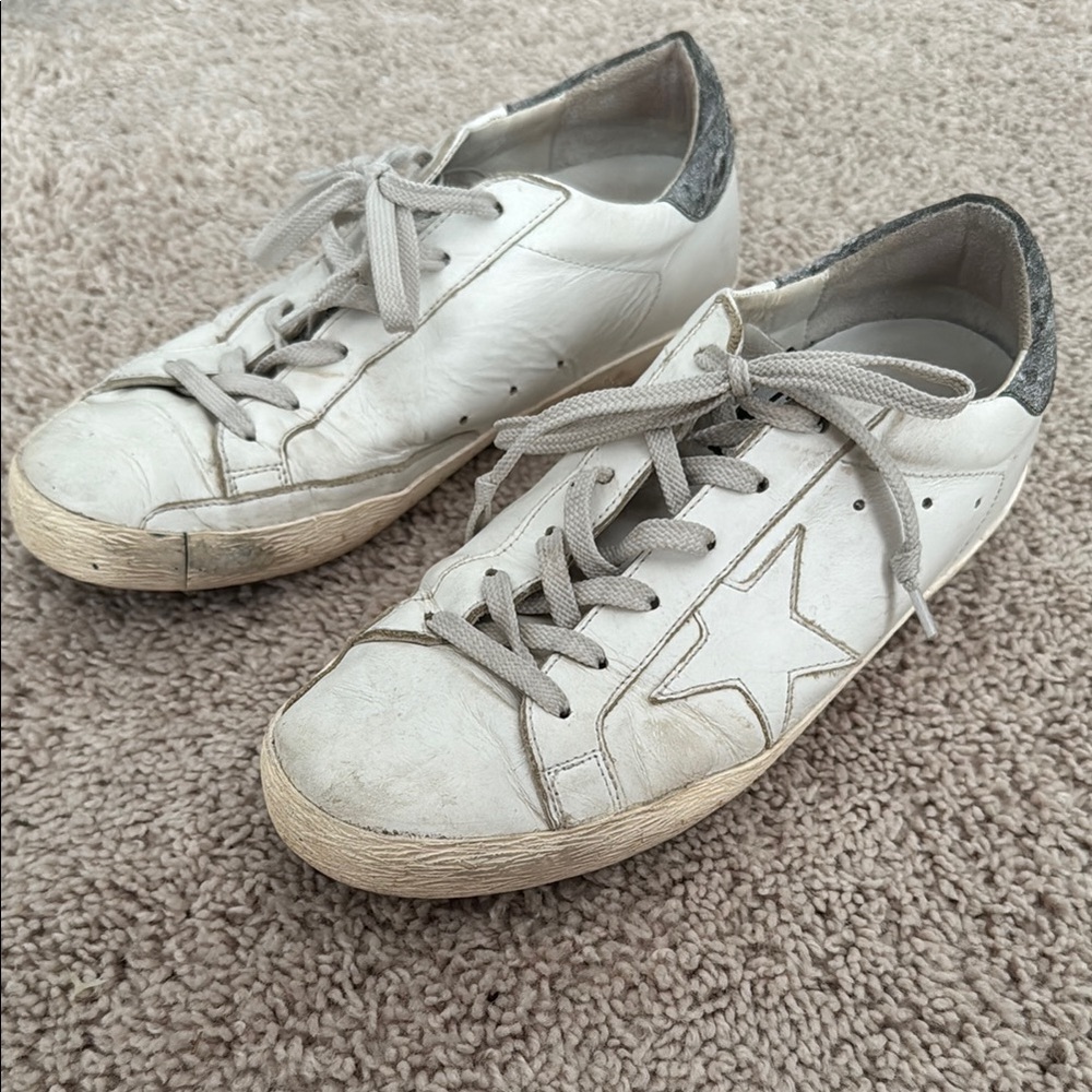 Golden Goose White Sneakers with Gray Accents
